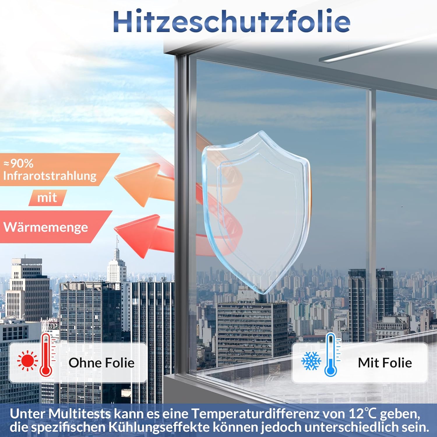 Thumbnail 1 de rabbitgoo Sonnenschutzfolie für Fenster (innen & außen) Silber, Spiegelfolie Sichtschutz, 75x200 cm