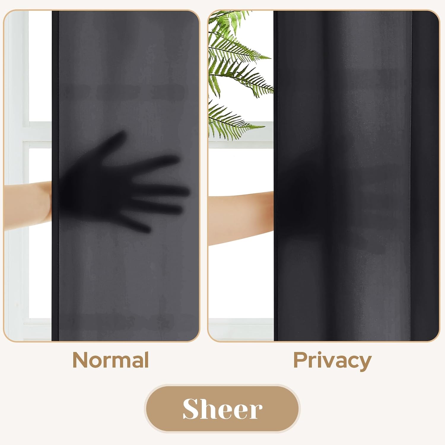Detalle de HOMEIDEAS Privacy Sheer Curtains 52 x 84 Inches