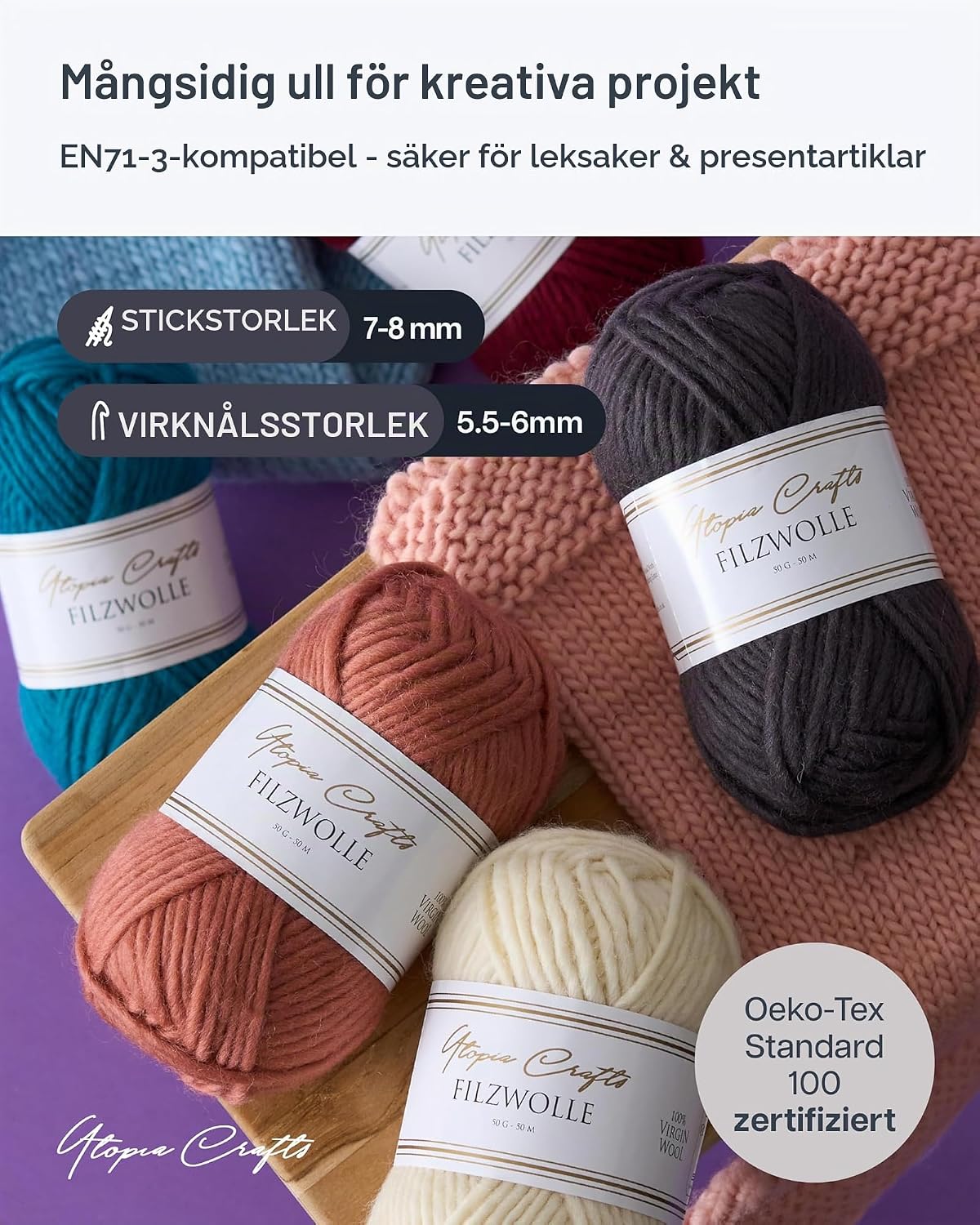 Detalle de Utopia Crafts filtull i 100 % jungfruull, 50 g, kol