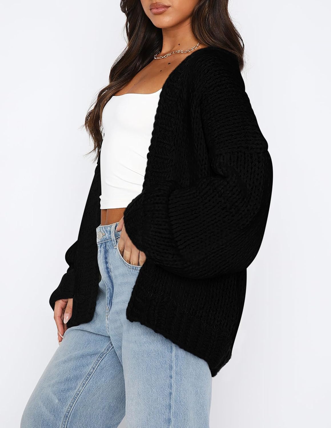 Detalle de PRETTYGARDEN Long Sleeve Chunky Knit Cardigan