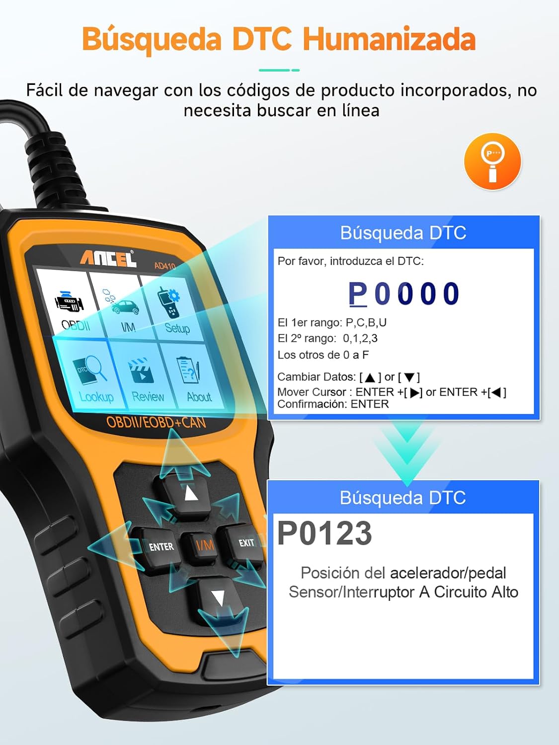 Thumbnail 6 de ANCEL AD410 Escáner OBD2 Multimarca 2,4