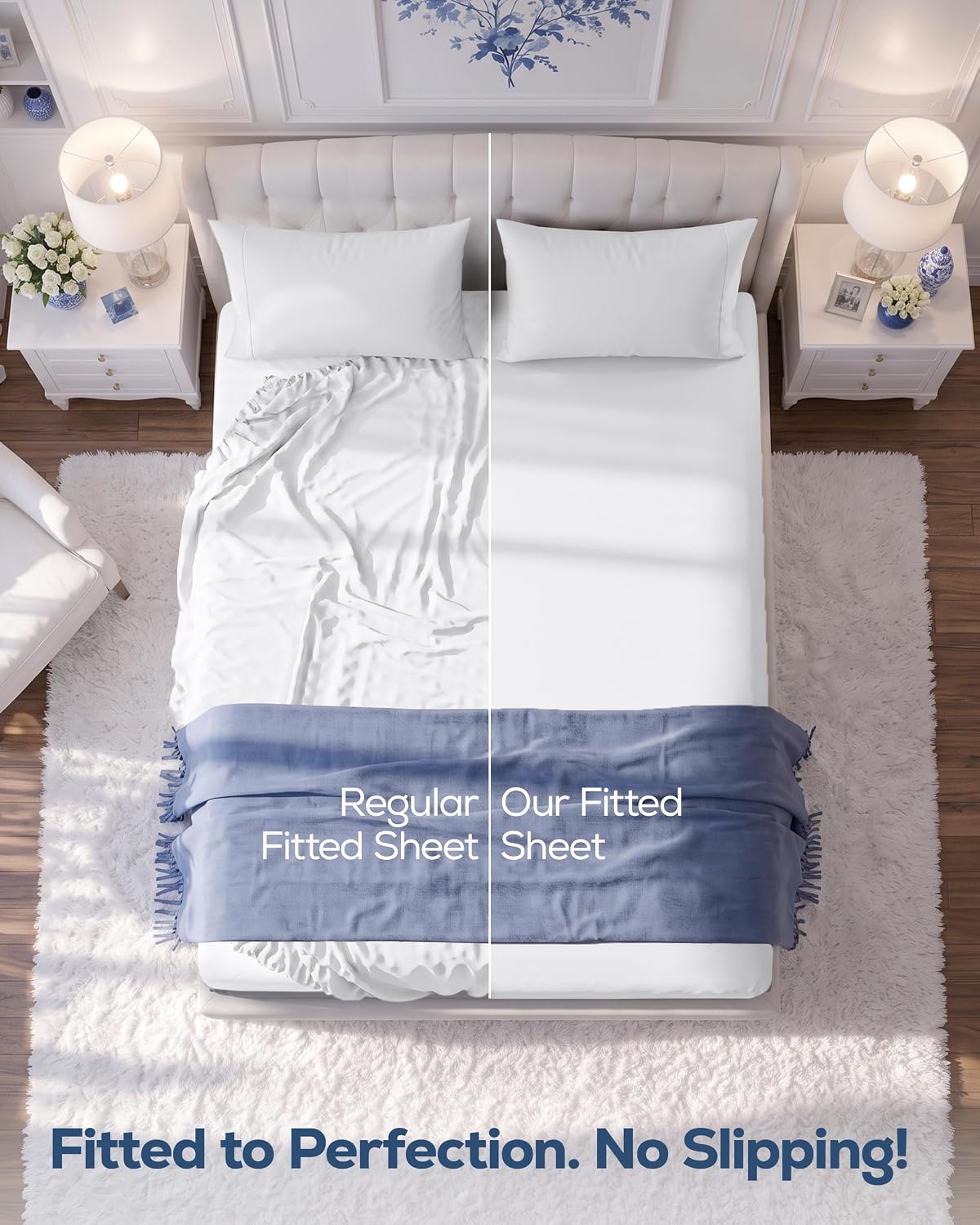 Detalle de Utopia Bedding Queen Fitted Sheet, 15-Inch Deep Pocket, White Microfiber