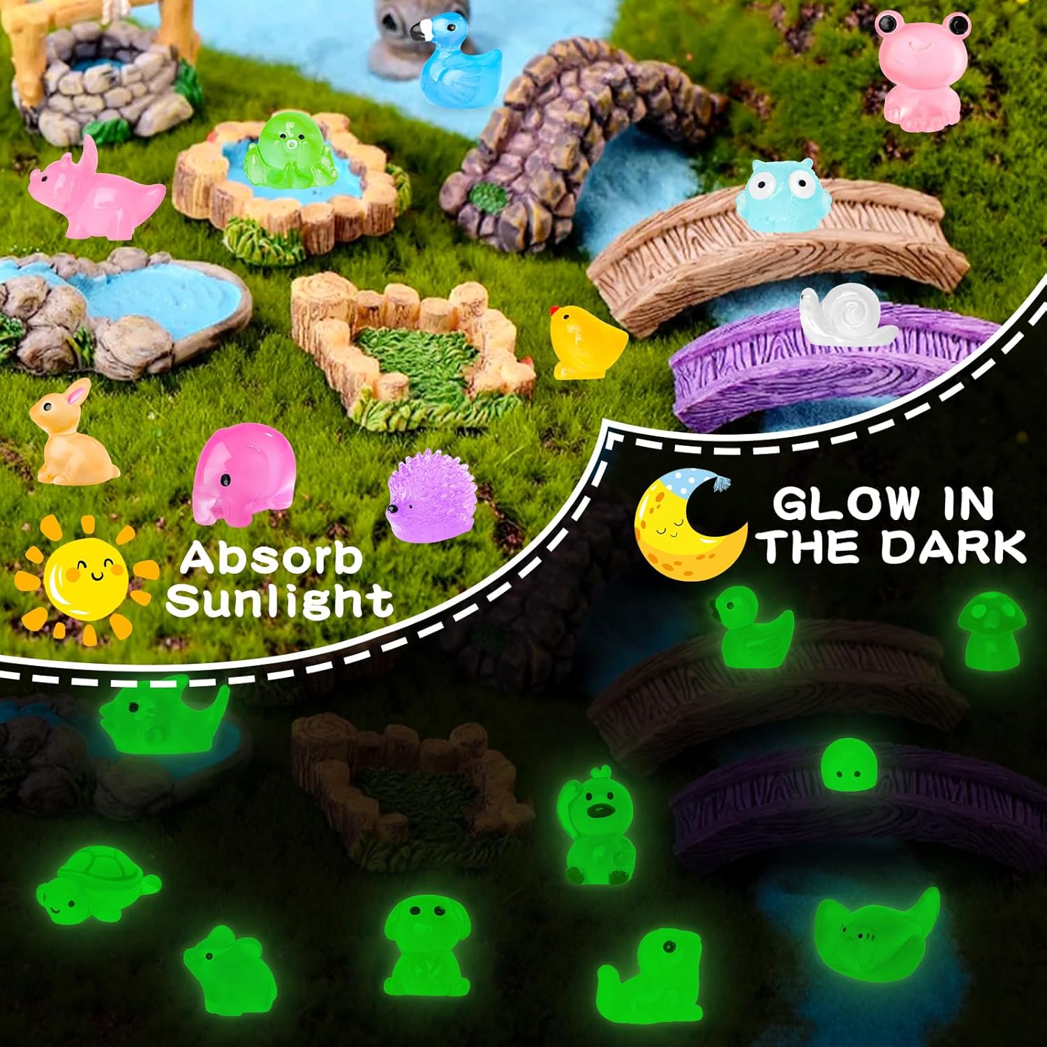 Detalle 2 de 120pcs Luminous Mini Resin Animals 🐣