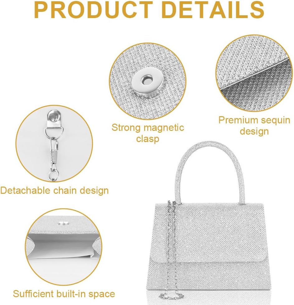 Thumbnail 5 de Adiwo sac de soirée femme pochette à paillettes avec chaîne