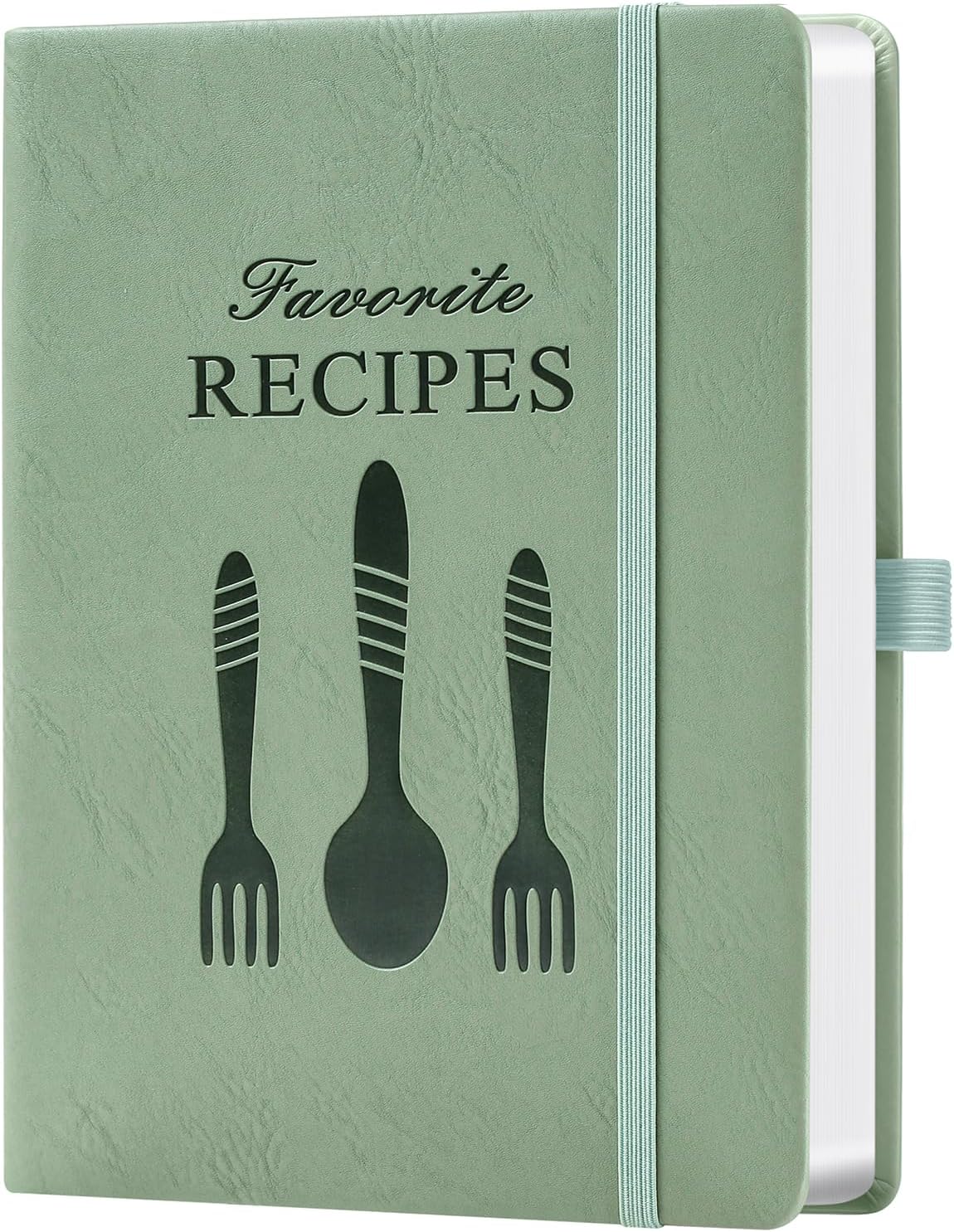Detalle de ZXHQ Blank Recipe Book (A5 Sage Green) – Hardcover journal for up to 124 recipes with thick 120gsm paper