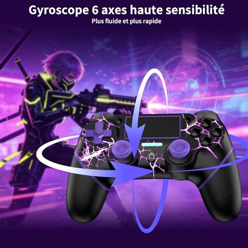 Thumbnail 4 de Manette PS4 sans fil Reddening – modèle violet avec moteurs de mouvement, audio et LED