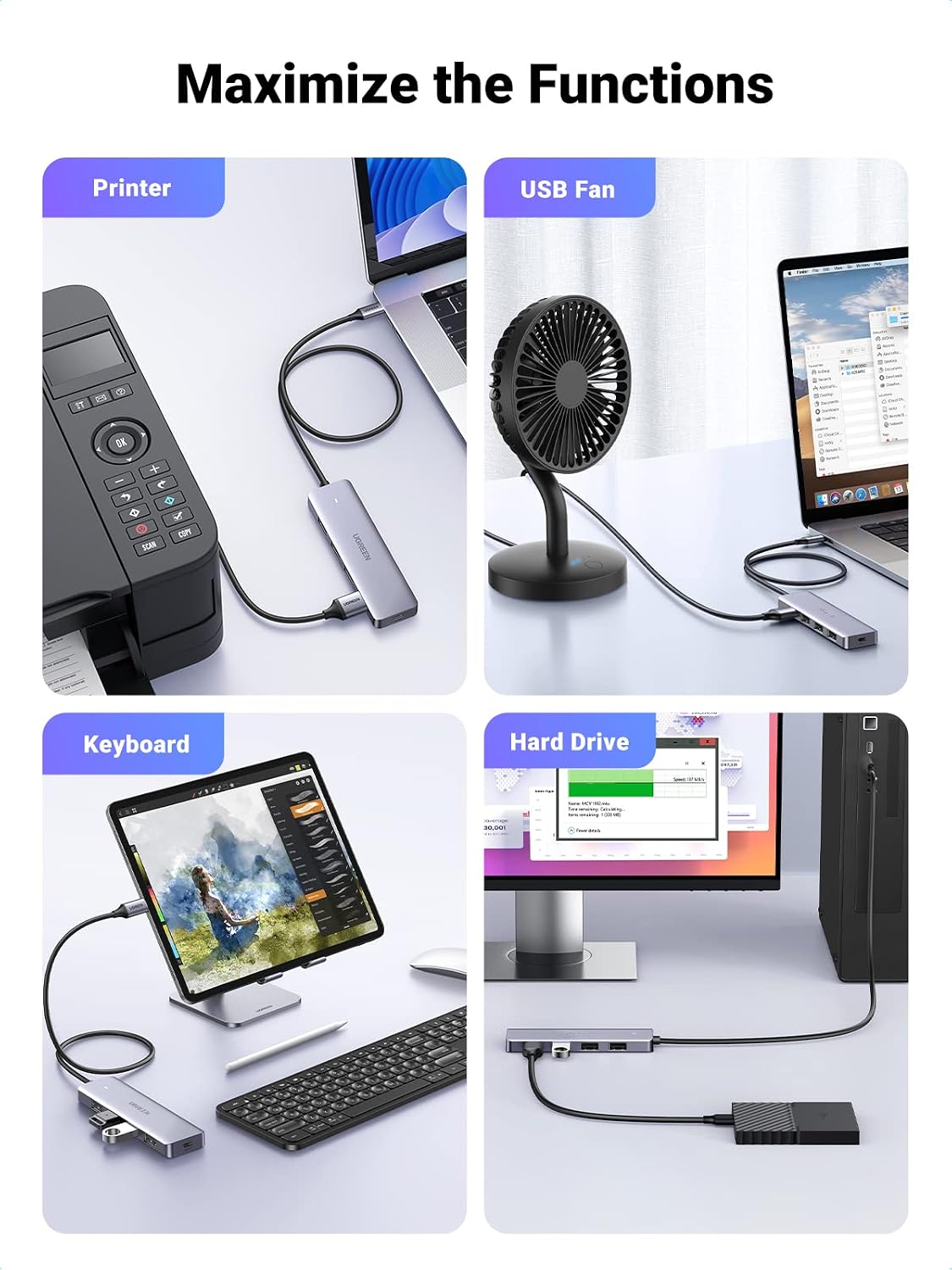 Thumbnail 5 de UGREEN USB C Hub 4‑Port 5Gbps 60cm