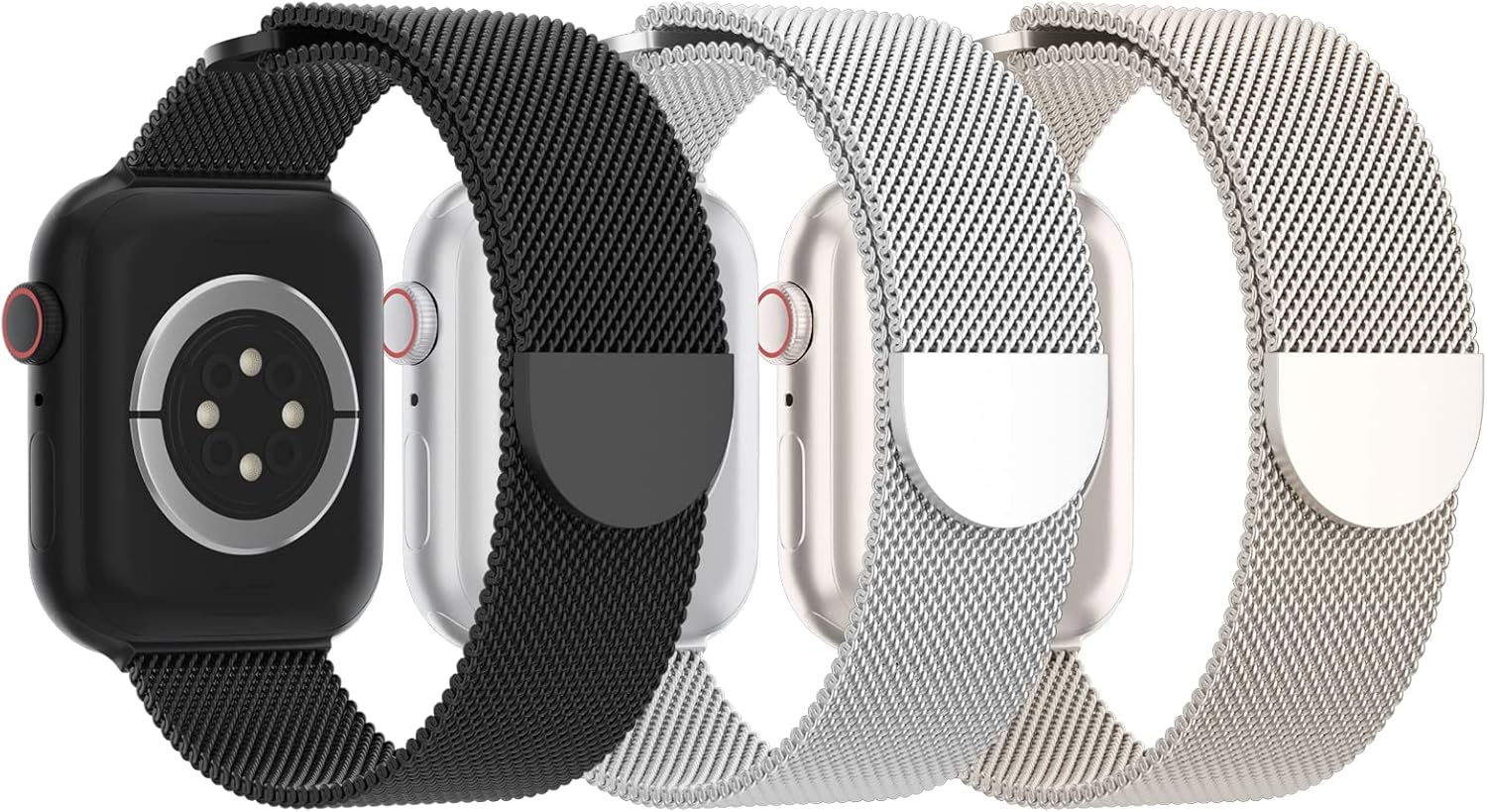 Detalle de STEEZRD 3-Pack Stainless Steel Mesh Magnetic Apple Watch Bands