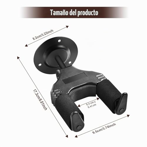 Detalle 2 de OTraki Colgador de Guitarra para Pared con Bloqueo Automático | Soporte duradero para Guitarra, Bajo, Mandolina y Violín