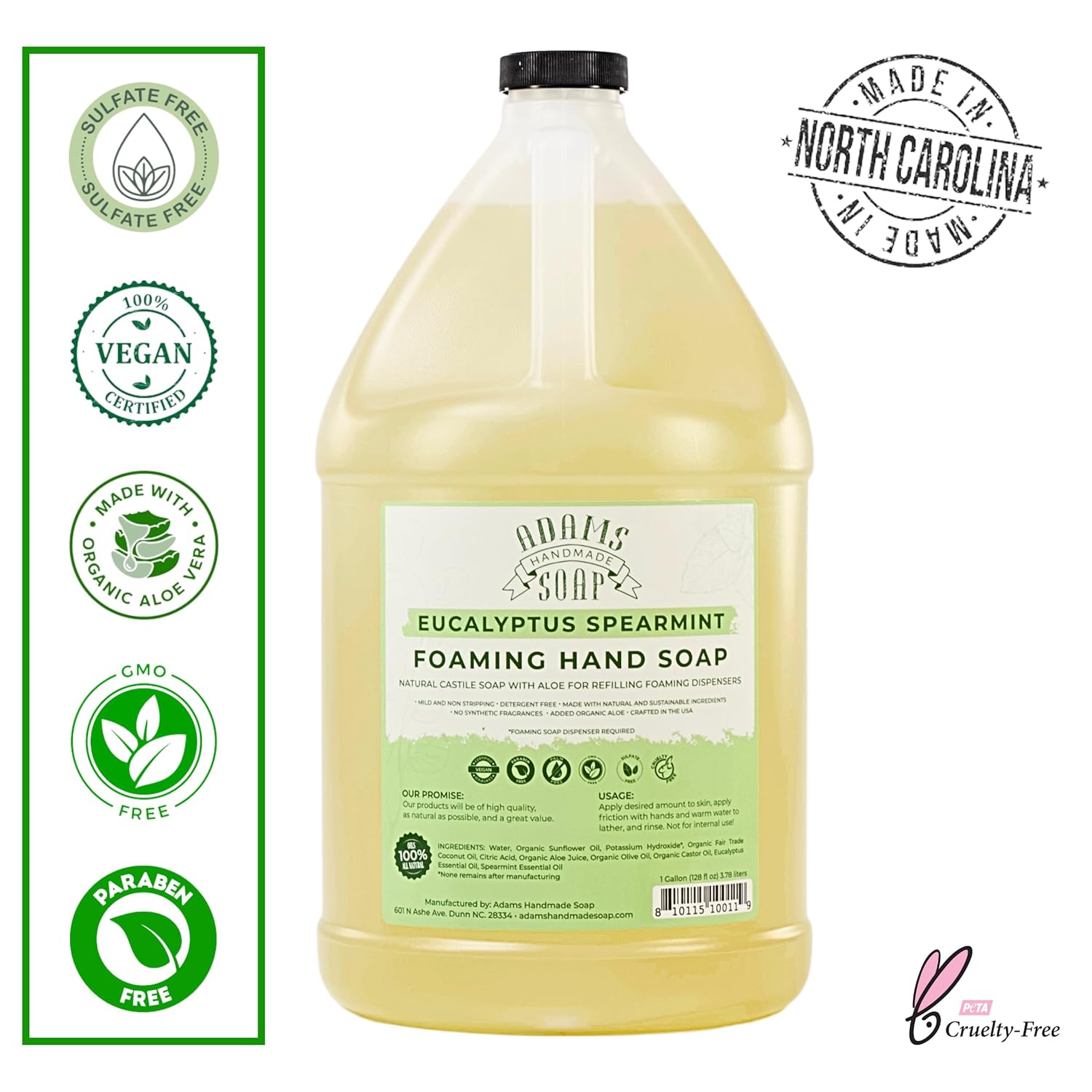 Detalle 2 de Adams Handmade Soap Liquid Foaming Soap (1 Gal) in Eucalyptus Spearmint