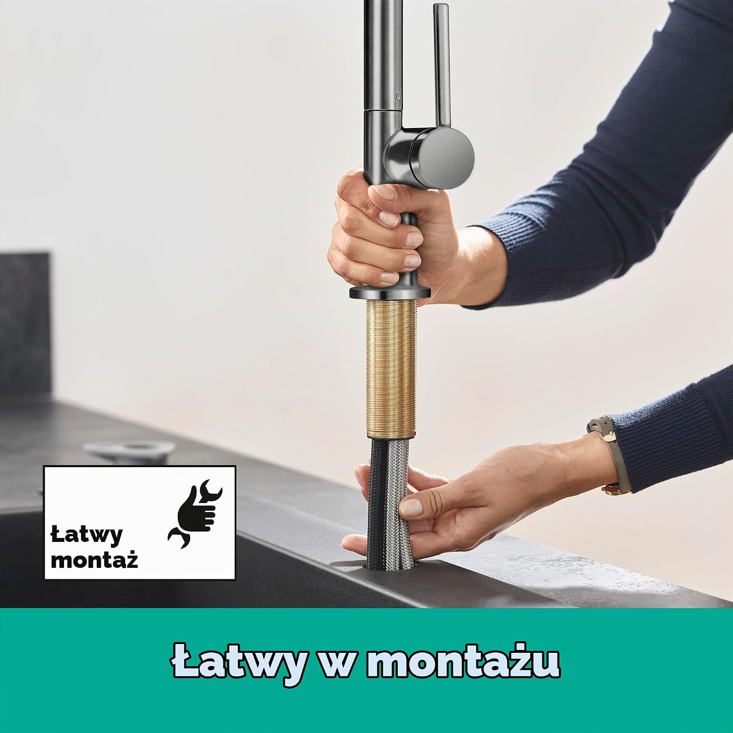 Detalle de hansgrohe Pulsify S Puro 24237140 – zestaw prysznicowy EcoSmart z termostatem
