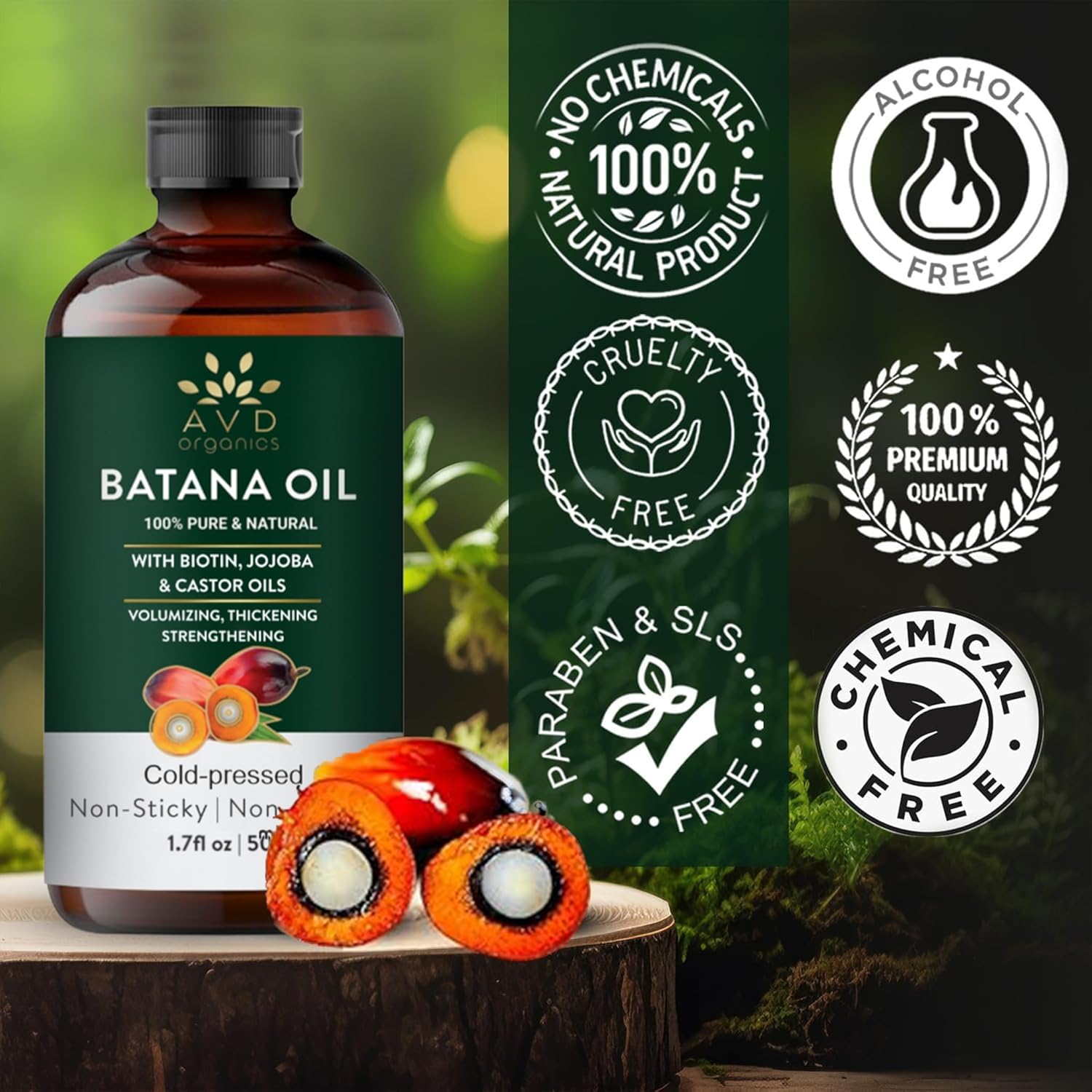 Detalle de AVD Organics Batana Oil 1.7 fl oz for hair growth 💇
