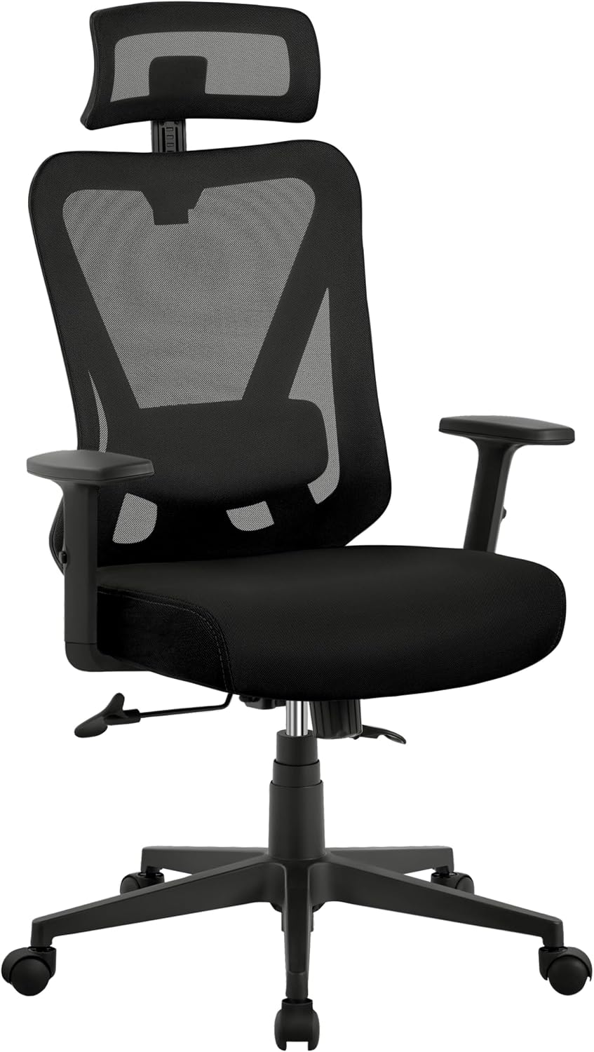 Detalle de Yaheetech Bürostuhl ergonomisch mit verstellbarer Kopfstütze, Armlehnen und 90°–130° Neigung