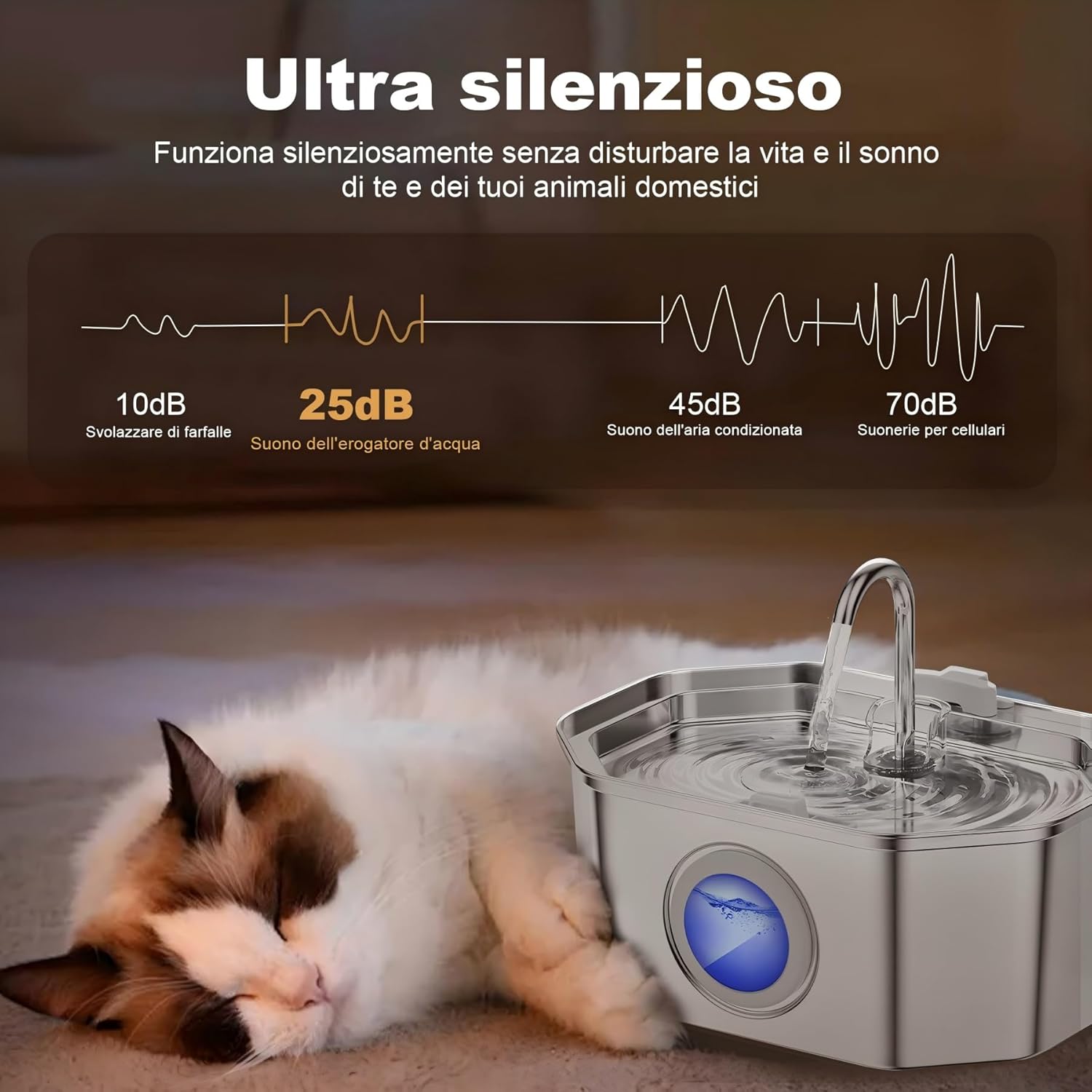Detalle 2 de Apauk 3.2L fontanella per gatti in acciaio inox ⛲🐱