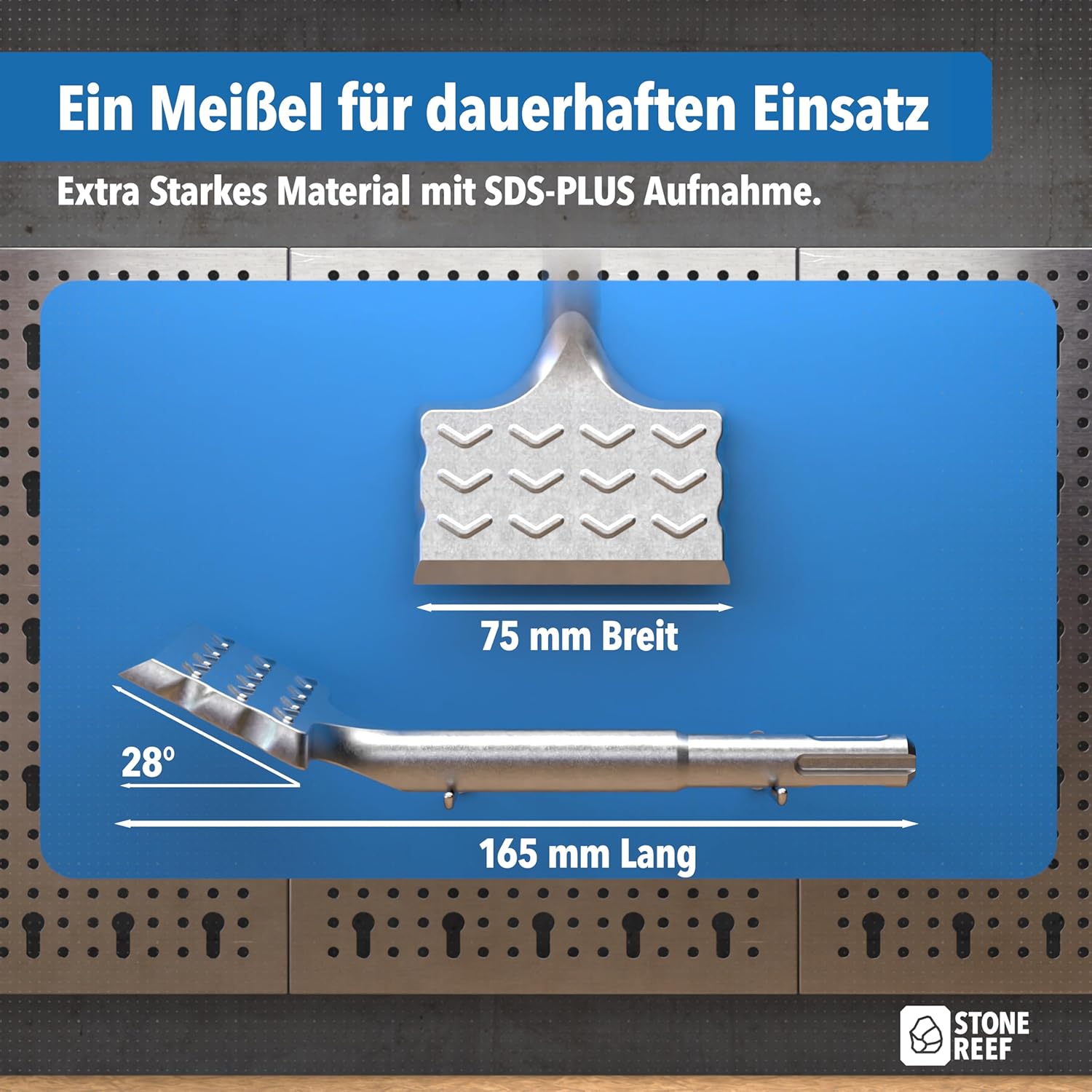 Thumbnail 1 de Fliesenmeißel SDS-Plus [165x75mm] 28° abgewinkelt Breitmeißel – geeignet für Fliesenentfernung
