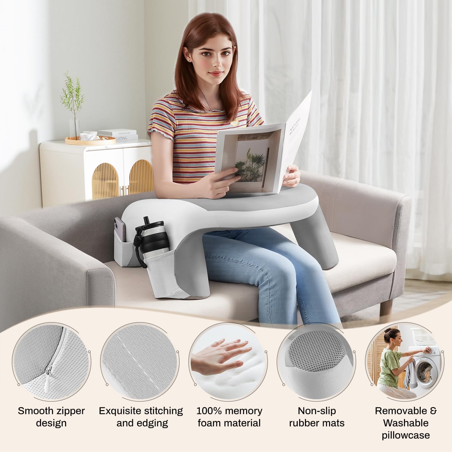 Thumbnail 5 de WOGAHEV Laptop Lap Desk with Memory Foam Armrest ๐