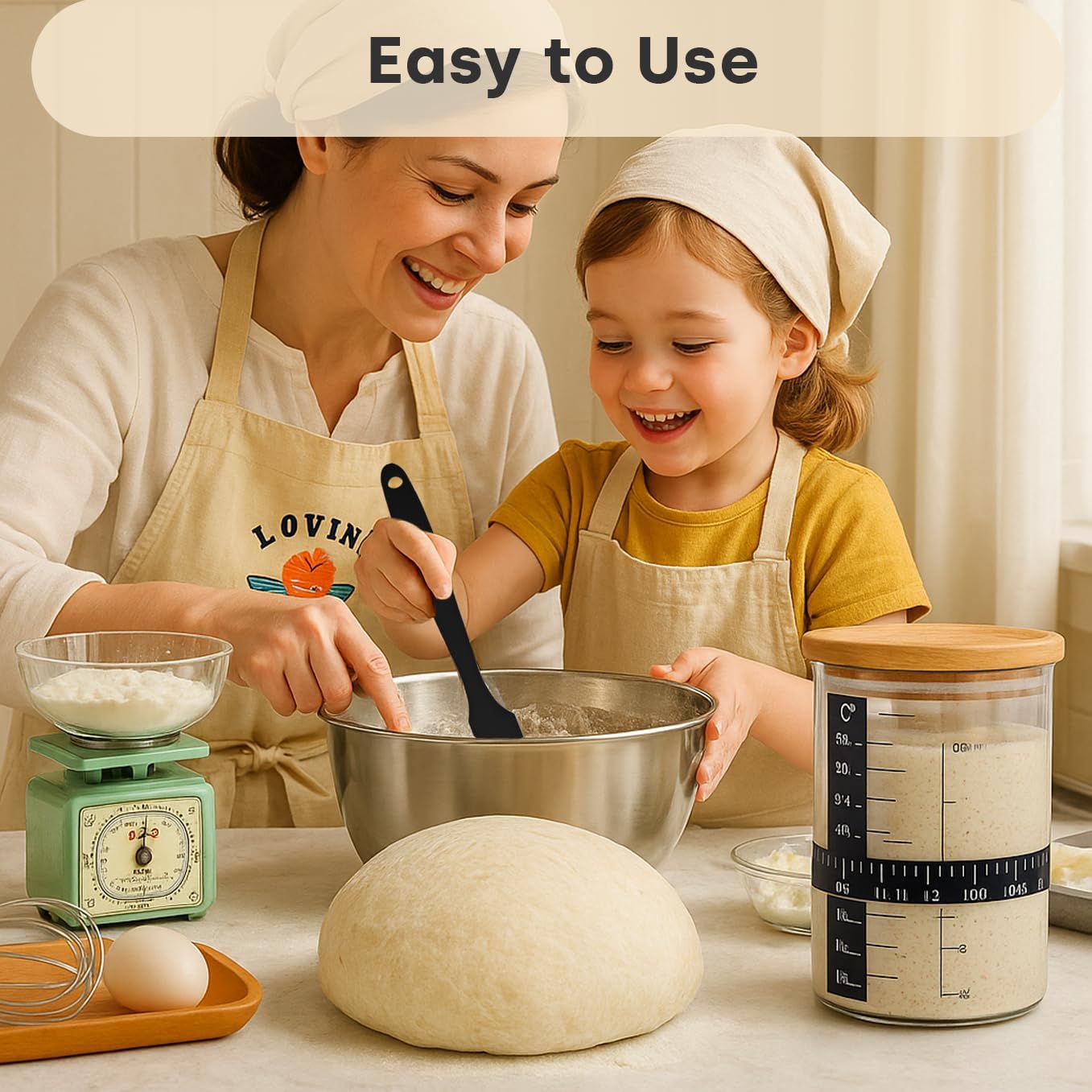 Thumbnail 6 de SoLuna.® Sourdough Starter Jar Kit 1 Litre – Premium Borosilicate Glass Jar with Feeding Band, Thermometer, Spatula and Accessories
