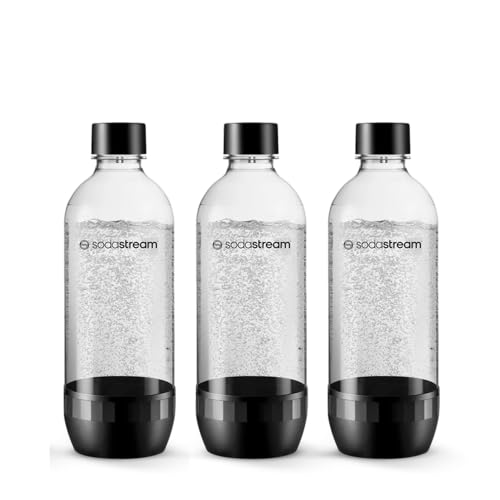 Detalle de Sodastream Classic – Lot de 3 bouteilles réutilisables 1 L sans BPA, compatibles Gaia/Terra/Art/Ensō (noires)