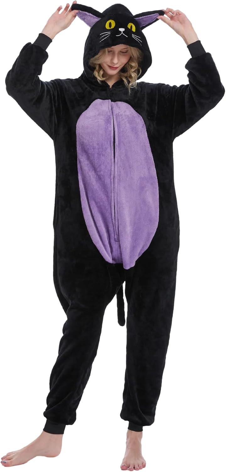 Detalle de Solvienne Adult Halloween Onesie, Plush Zip-Up Pajamas with Pockets