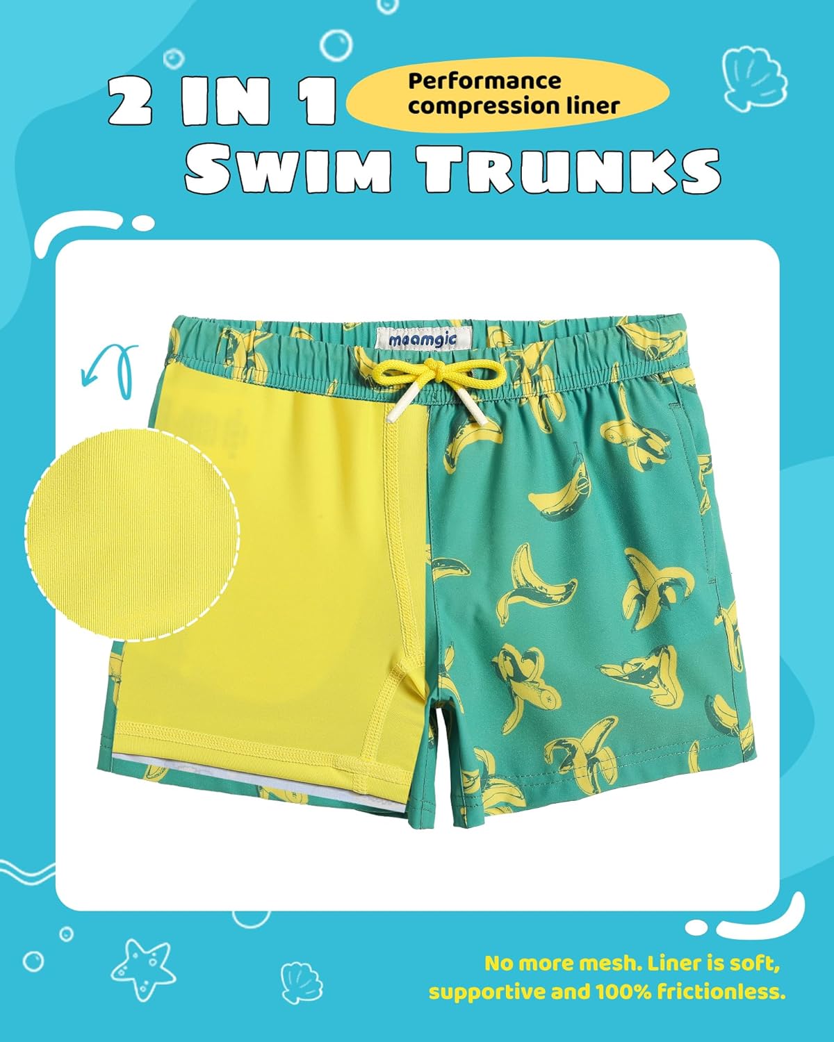 Thumbnail 1 de maamgic Boys Swim Trunks with Compression Liner – Toddler to Teen Beachwear