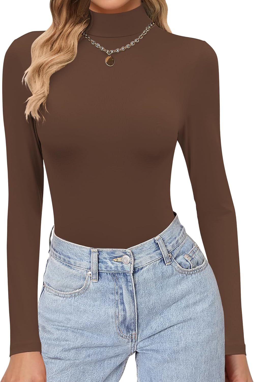 Thumbnail 6 de Ekouaer Women's Mock-Neck Thermal Underwear Top, Lightweight Long-Sleeve Stretch Fit