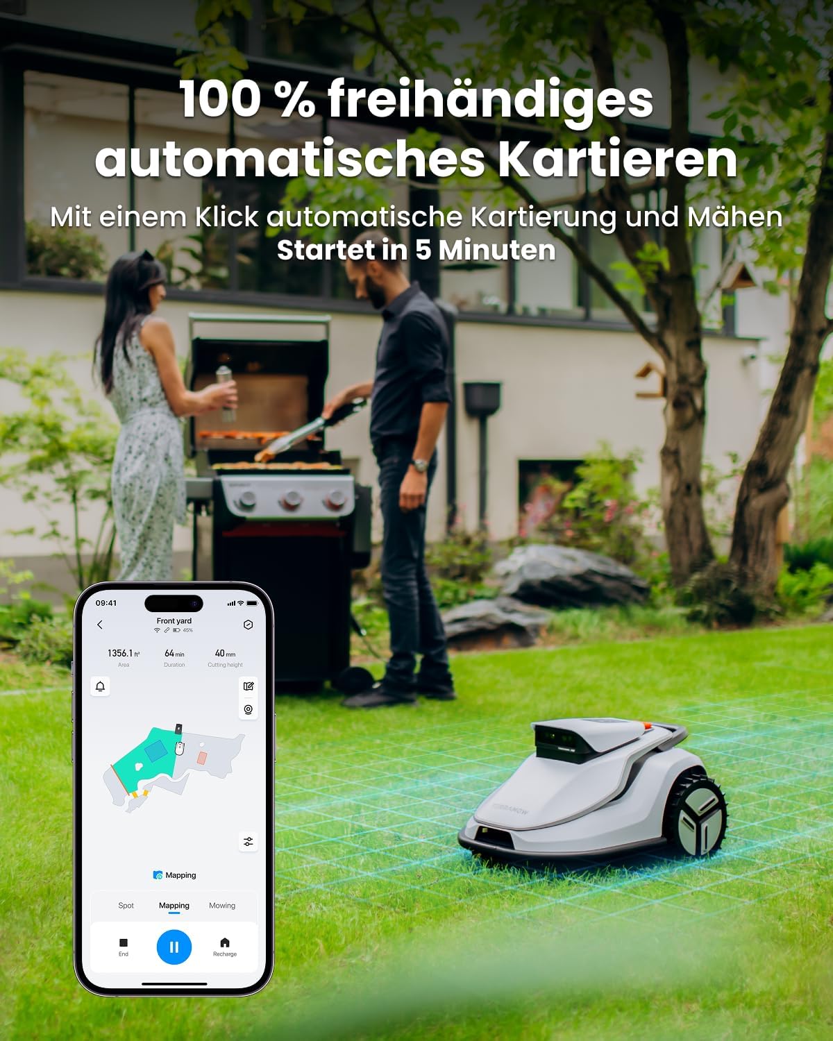 Detalle de TerraMow V600 Mähroboter – kabellos, KI-Vision-Navigation, bis 600 m²