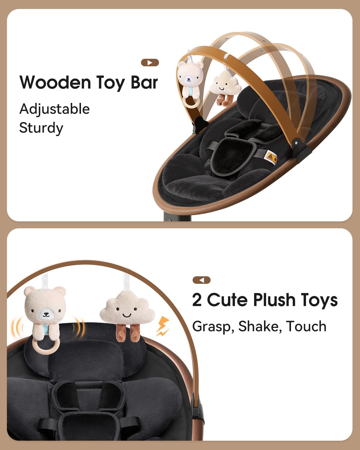 Detalle de Wnttmt Electric Baby Swing with 5 Speeds, 5-Point Harness & Bluetooth