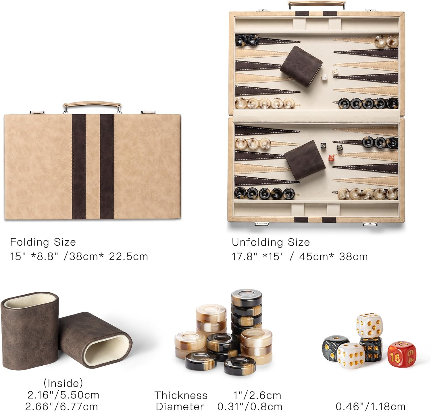 Detalle de Lingle Backgammon set 15 inch travel game