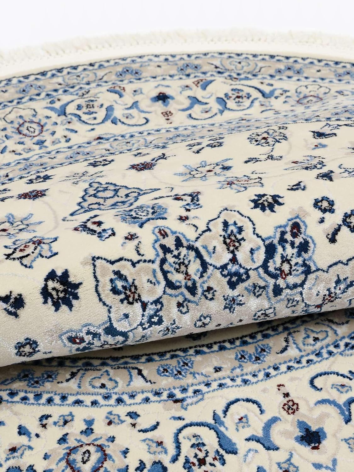 Thumbnail 4 de RugVista Nain Emilia Round Rug, Ø 150 cm, Cream White and Blue