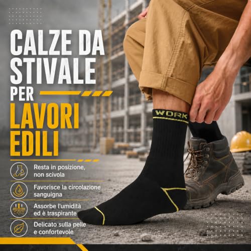 Thumbnail 4 de Niorasen calzini da lavoro uomo, 6 paia in spugna neri, 35-38