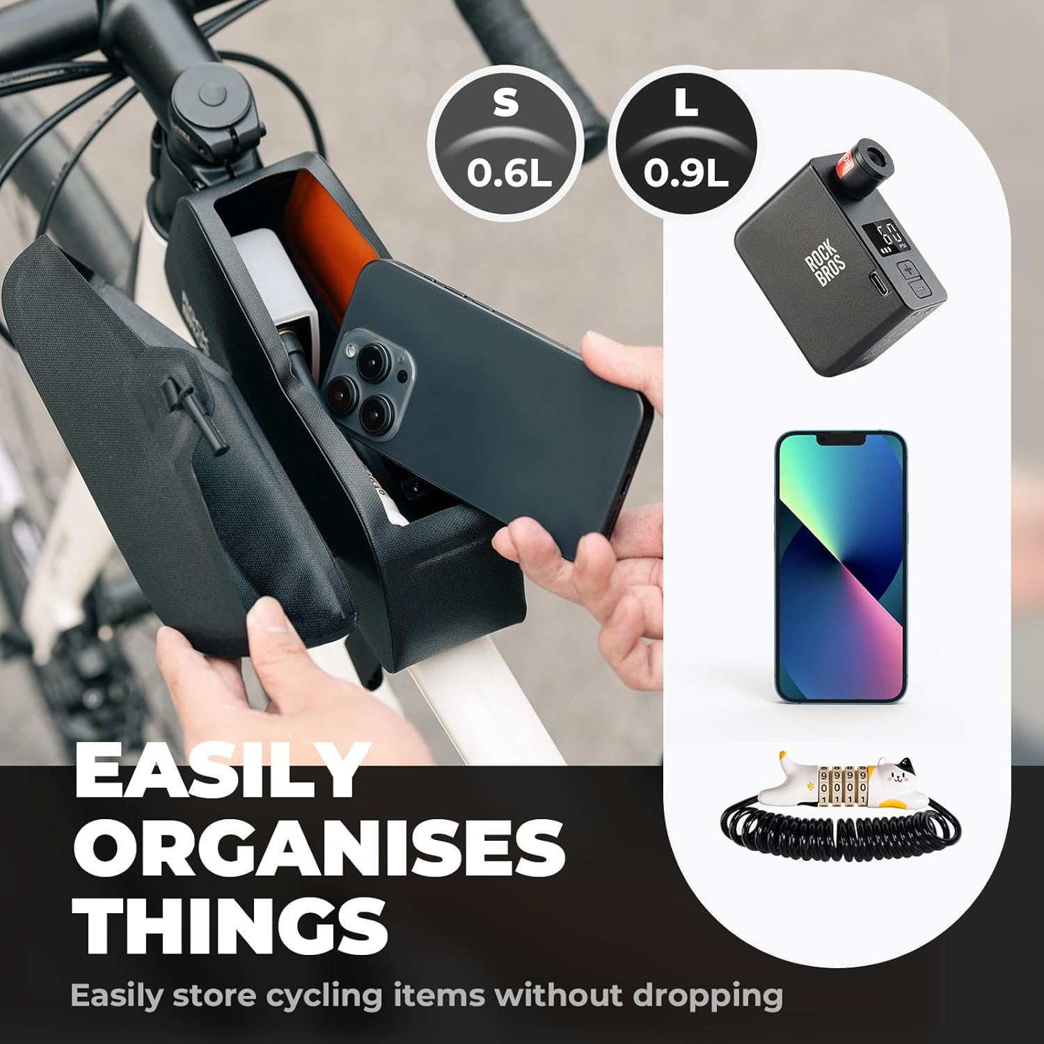 Thumbnail 4 de ROCKBROS Sacoche Cadre de Vélo Aspiration Magnétique 0,9 L – Étanche et légère pour Bikepacking