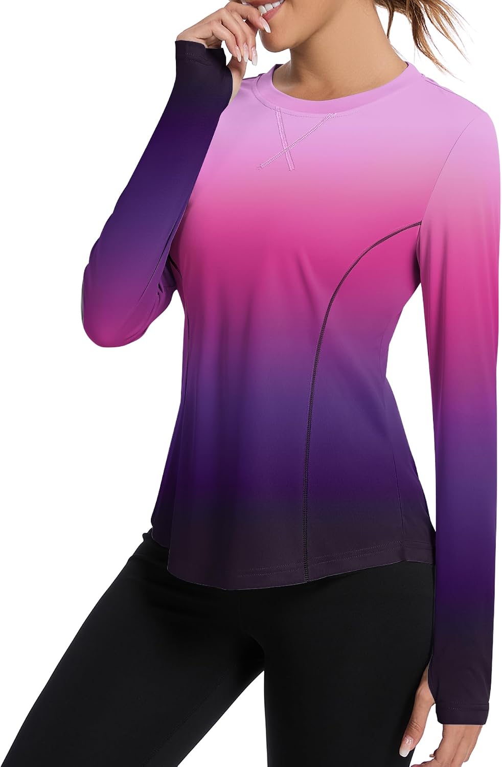 Detalle de Avoogue Women UPF 50+ UV Shirt Long Sleeve with Thumb Holes – Quick-Dry Athletic Top