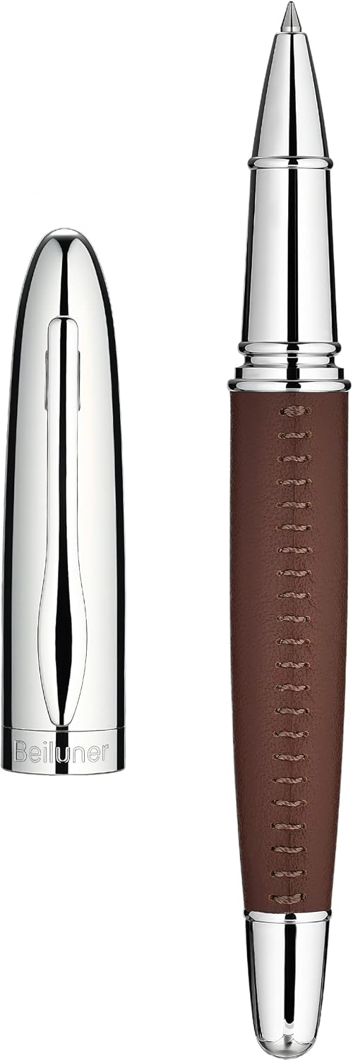 Detalle de BEILUNER 318 Penna rollerball in pelle Marrone 🖋