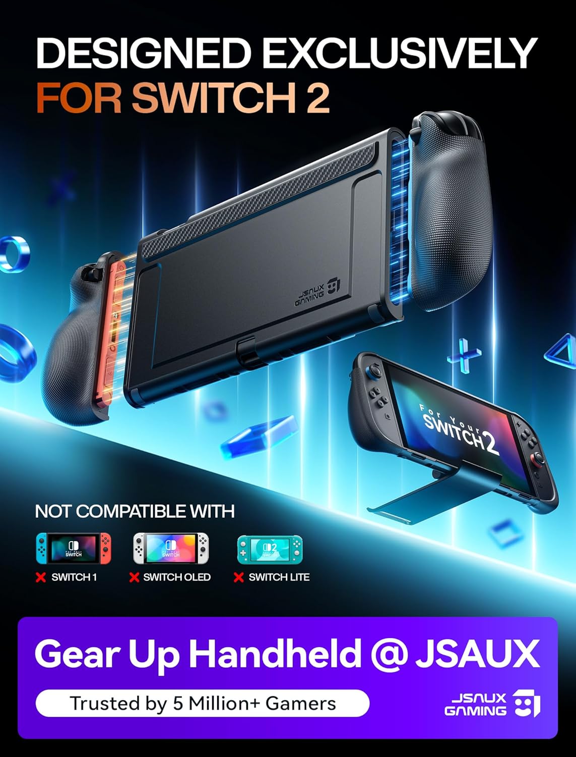 Thumbnail 2 de JSAUX Split Every Day Case for Switch 2 (PC0123B) with 8 Card Slots, Dockable Front Cover, TPU Middle Frame, and Adjustable Stand