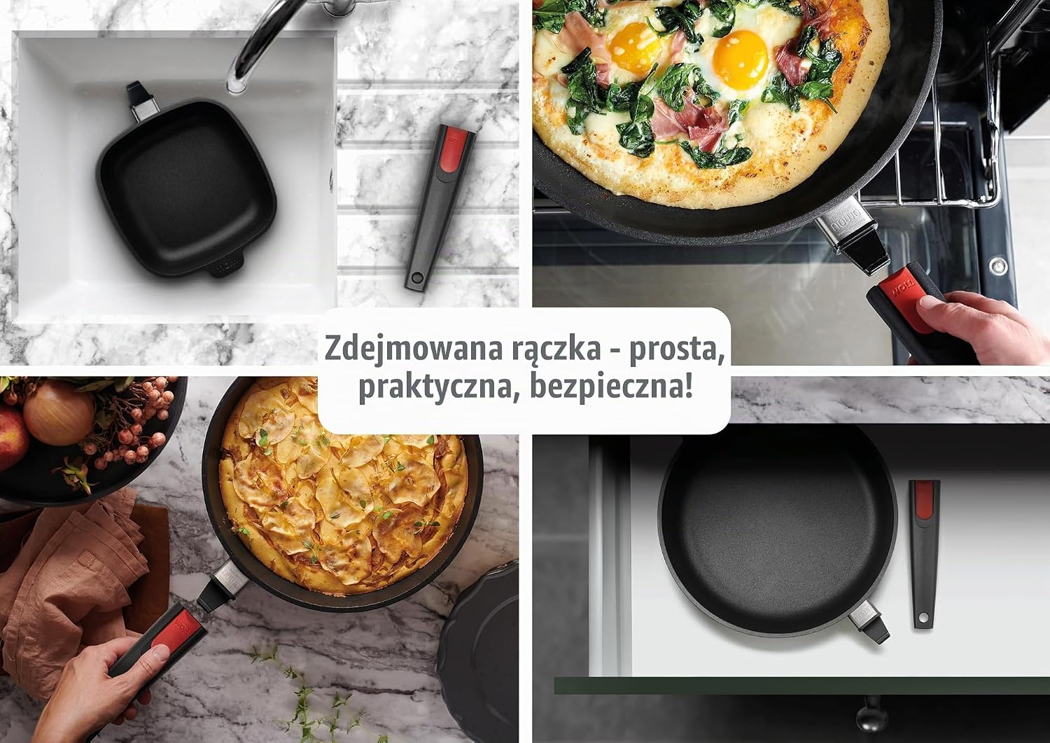 Detalle de Woll 1532IL patelnia 32 cm z odpinanym uchwytem i powłoką TitanPlus