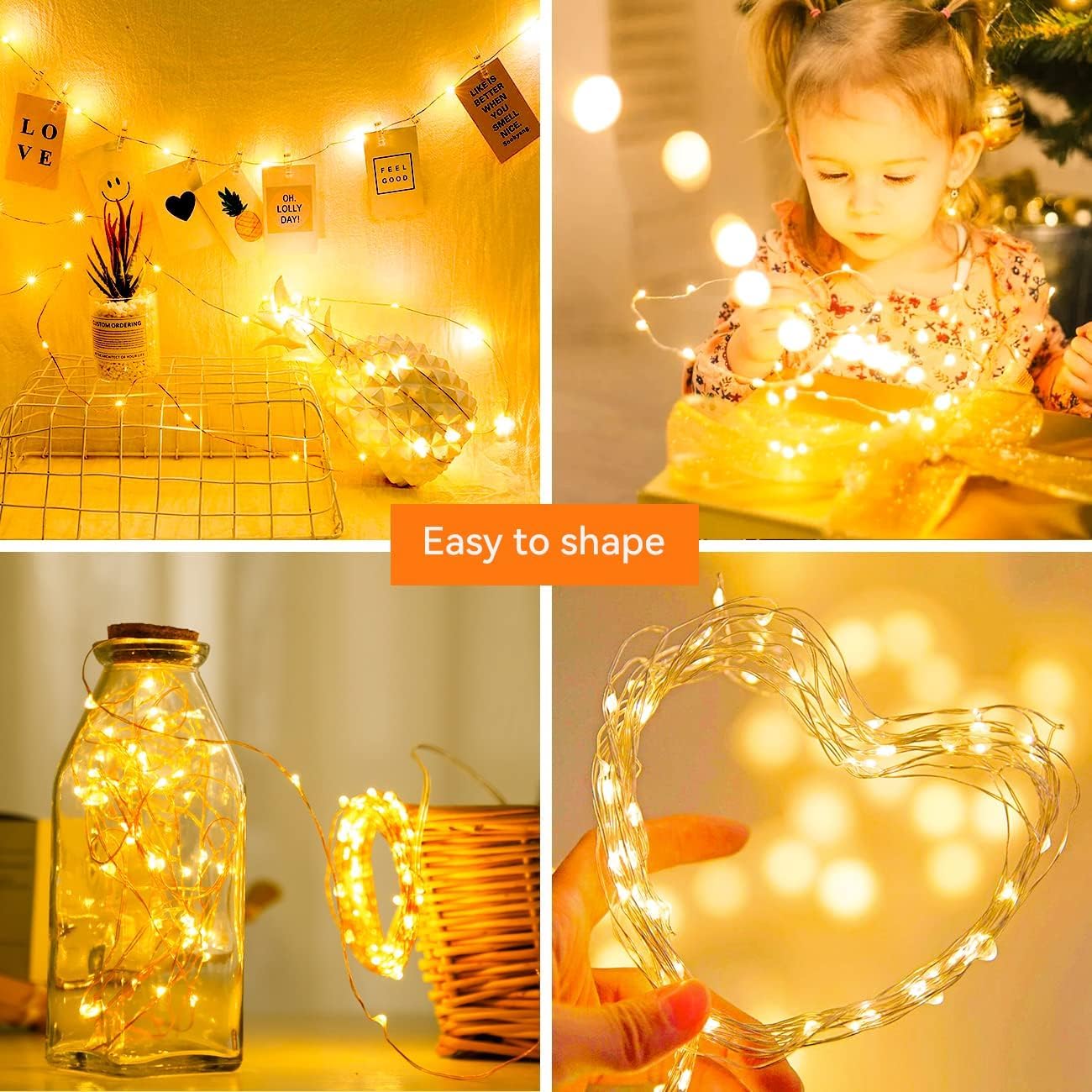 Detalle de LED Lichterkette 16 Stück mit Batterien 2 m