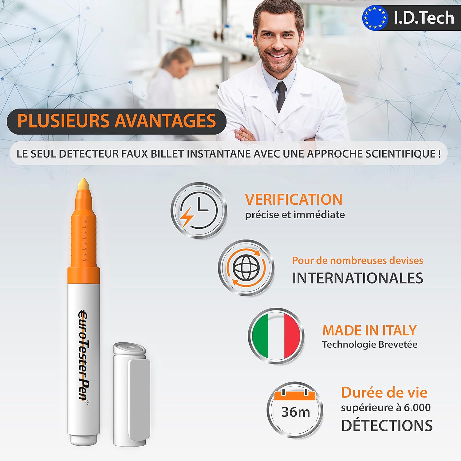 Thumbnail 1 de Euro Tester Pen – Stylo Detecteur Faux Billets, Vérificateur d’Authenticité Polyvalent