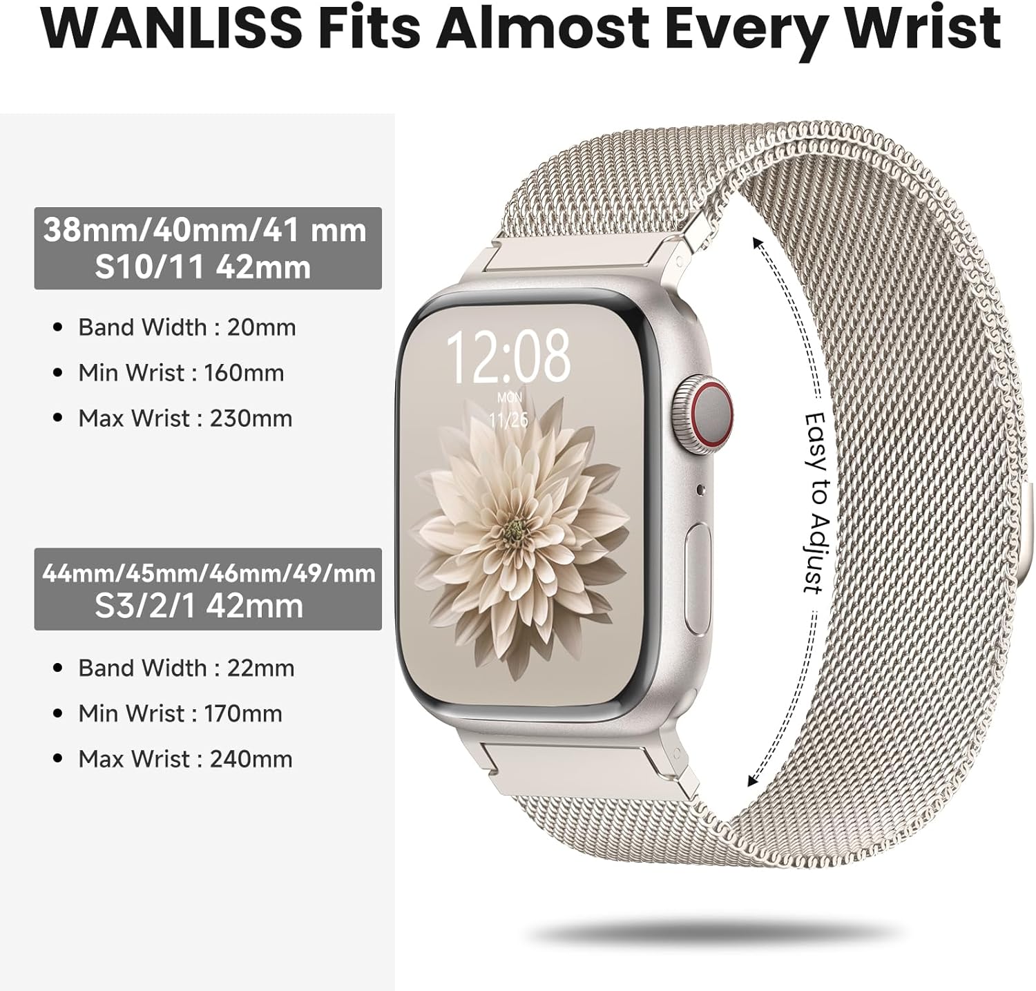 Detalle 2 de WANLISS Original Metal Milanese Loop 38mm
