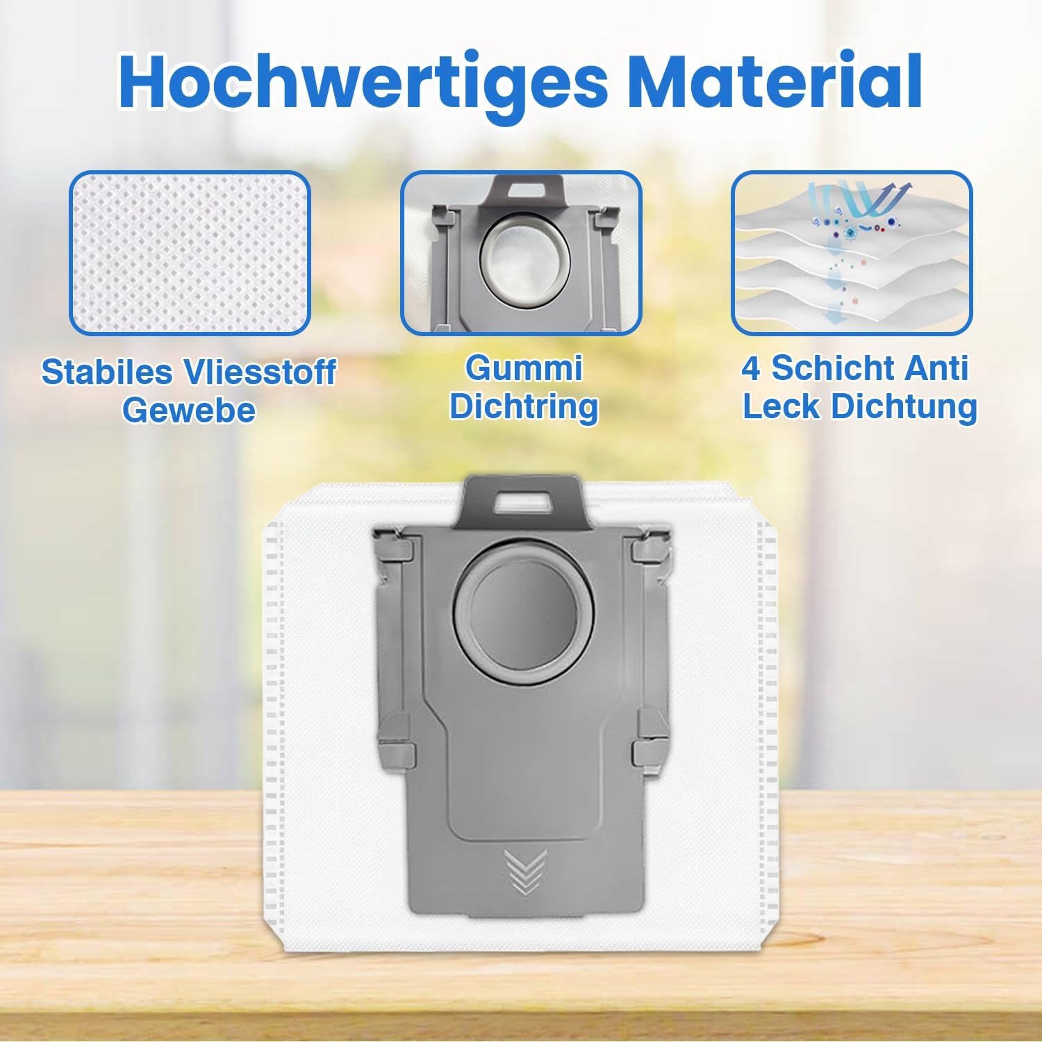 Detalle 2 de 10 Stück Staubbeutel für Roborock S7 Max Ultra bis Q8 Max – 3L Große Kapazität