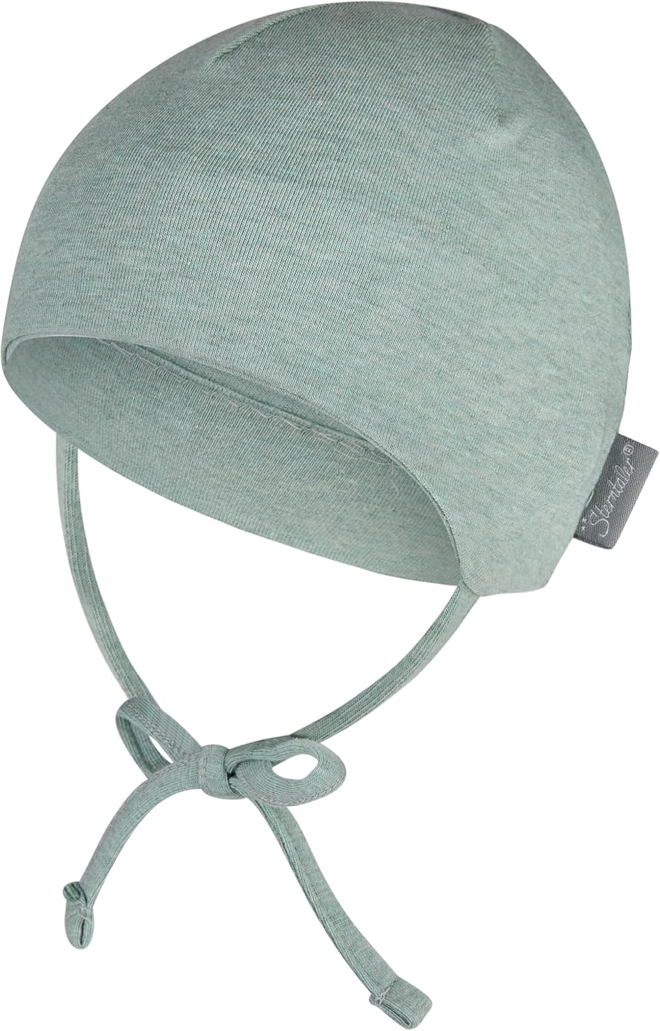 Detalle de Sterntaler OCS Beanie mit Umschlag – Bio-Melange-Singlejersey-Mütze mit Ohrenklappen (unisex) für Babys