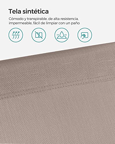 Thumbnail 7 de SONGMICS tumbona plegable con parasol y respaldo reclinable (193 x 53 x 29 cm, 150 kg) color topo