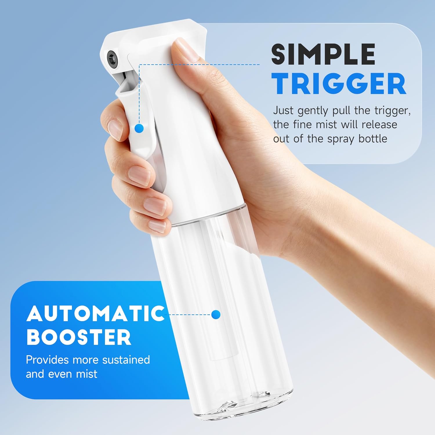 Thumbnail 3 de Plaode 3-Pack Continuous Spray Bottles (Ultra Fine Mist), Refillable Mist Sprayers for Hair, Plants, Pets, Cleaning & Skincare