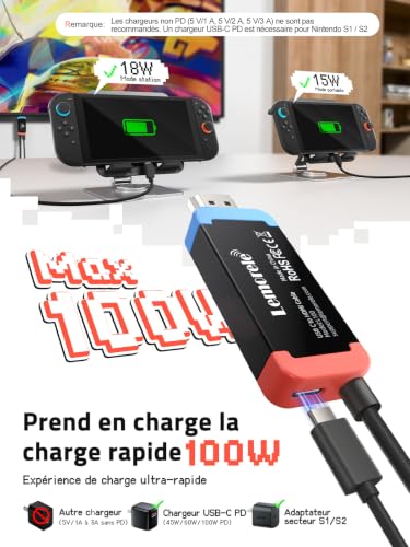 Detalle de Lemorele Câble USB-C vers HDMI 1 m – 4K@60Hz, PD 100W, compatible Switch et plus