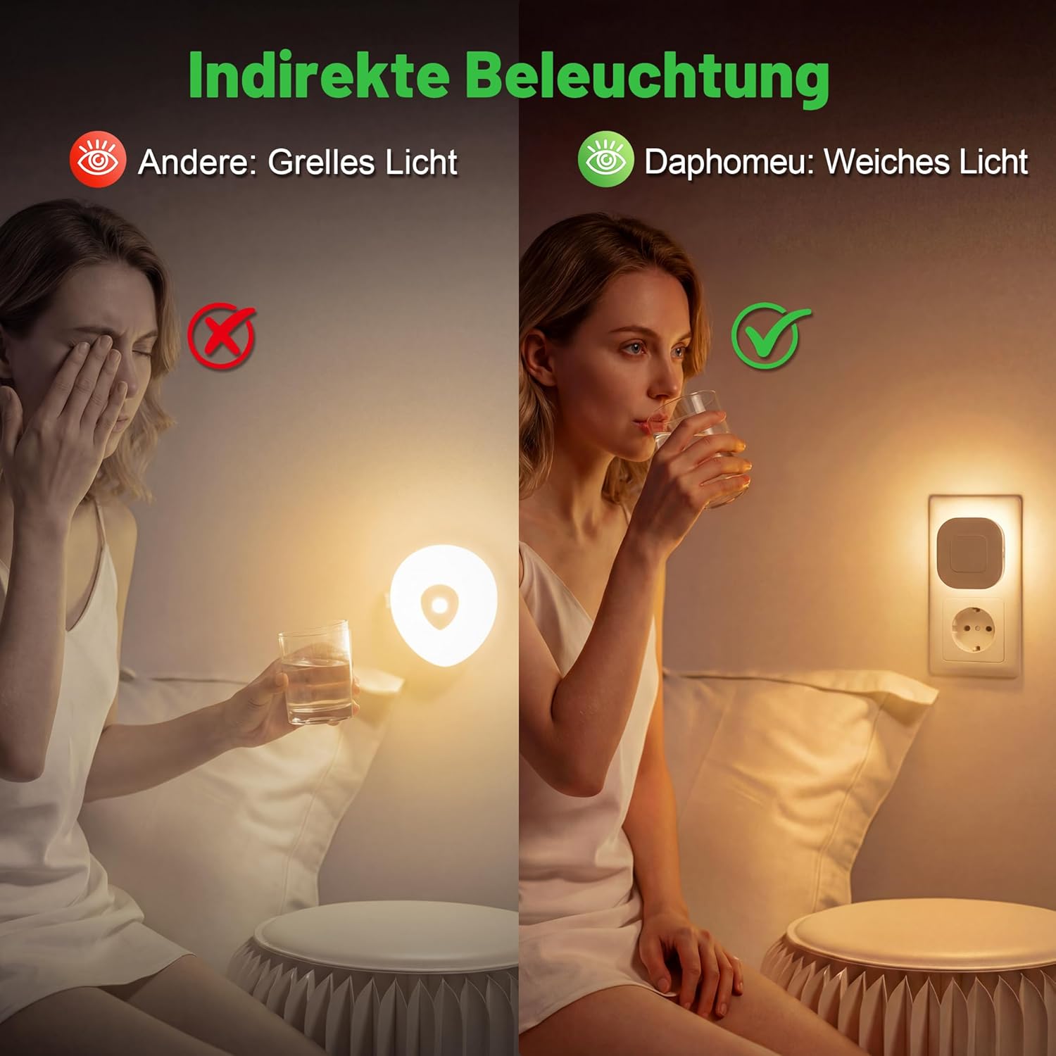 Thumbnail 6 de daphomeu Nachtlicht Steckdose mit Bewegungs- und Dämmerungssensor – 2er-Set, 16 LEDs, dimmbar