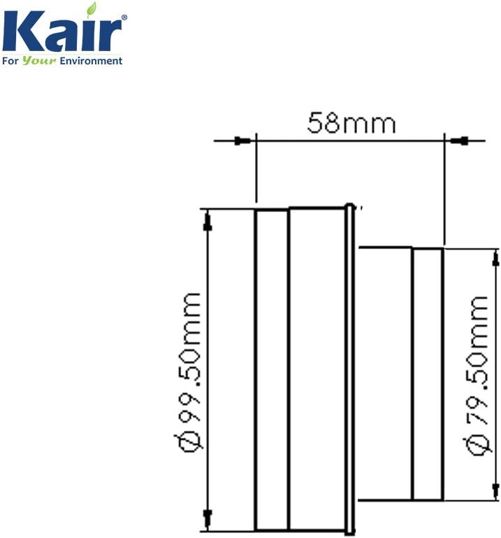 Detalle de Kair Ducting Reducer 100mm to 80mm reduction connector for extract fans and ventilation systems