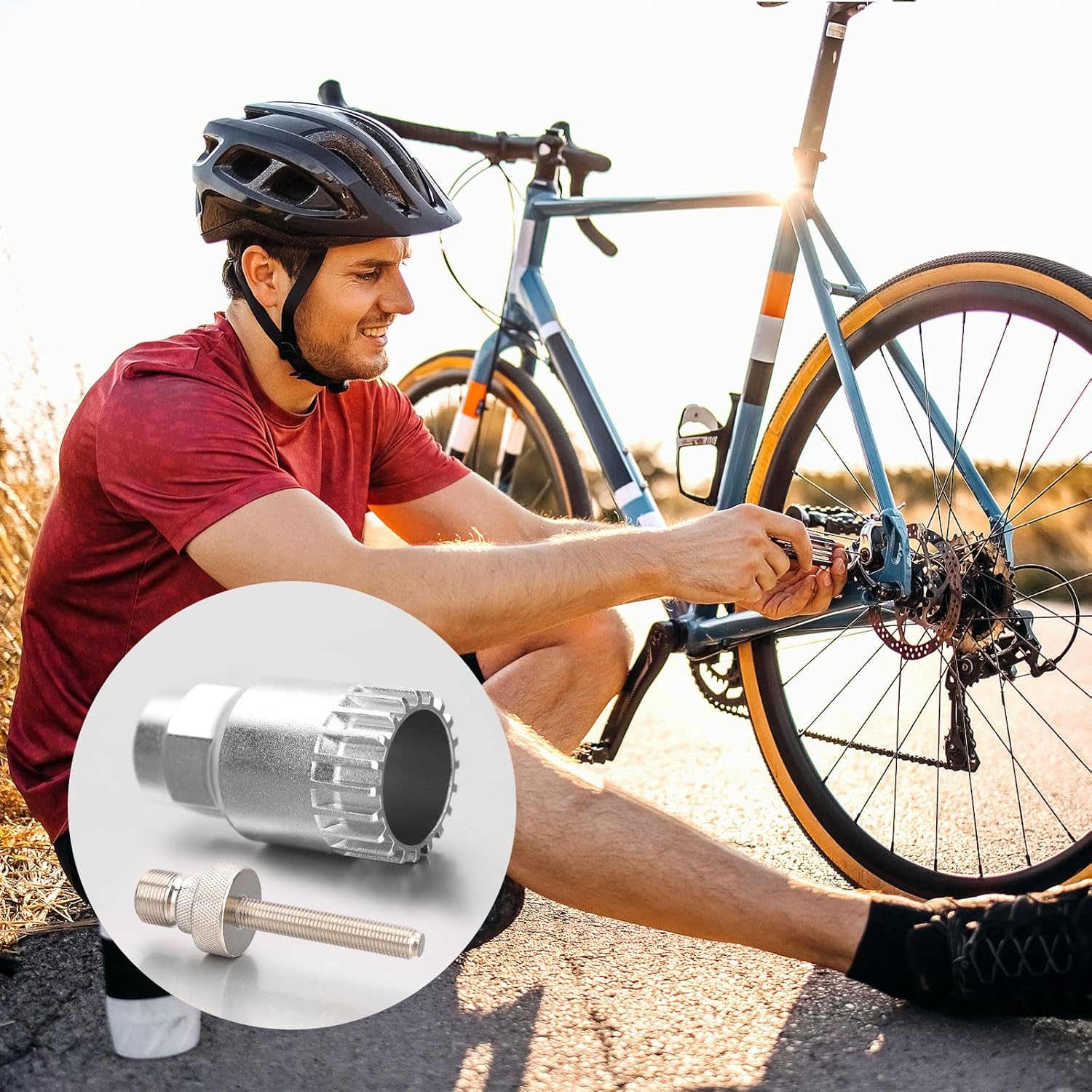 Detalle de TBoonor Fahrrad-Innenlagerschlüssel (Kurbelausdrücker) 24 mm, 20 Zähne – Werkzeug zum Abziehen der Kurbel
