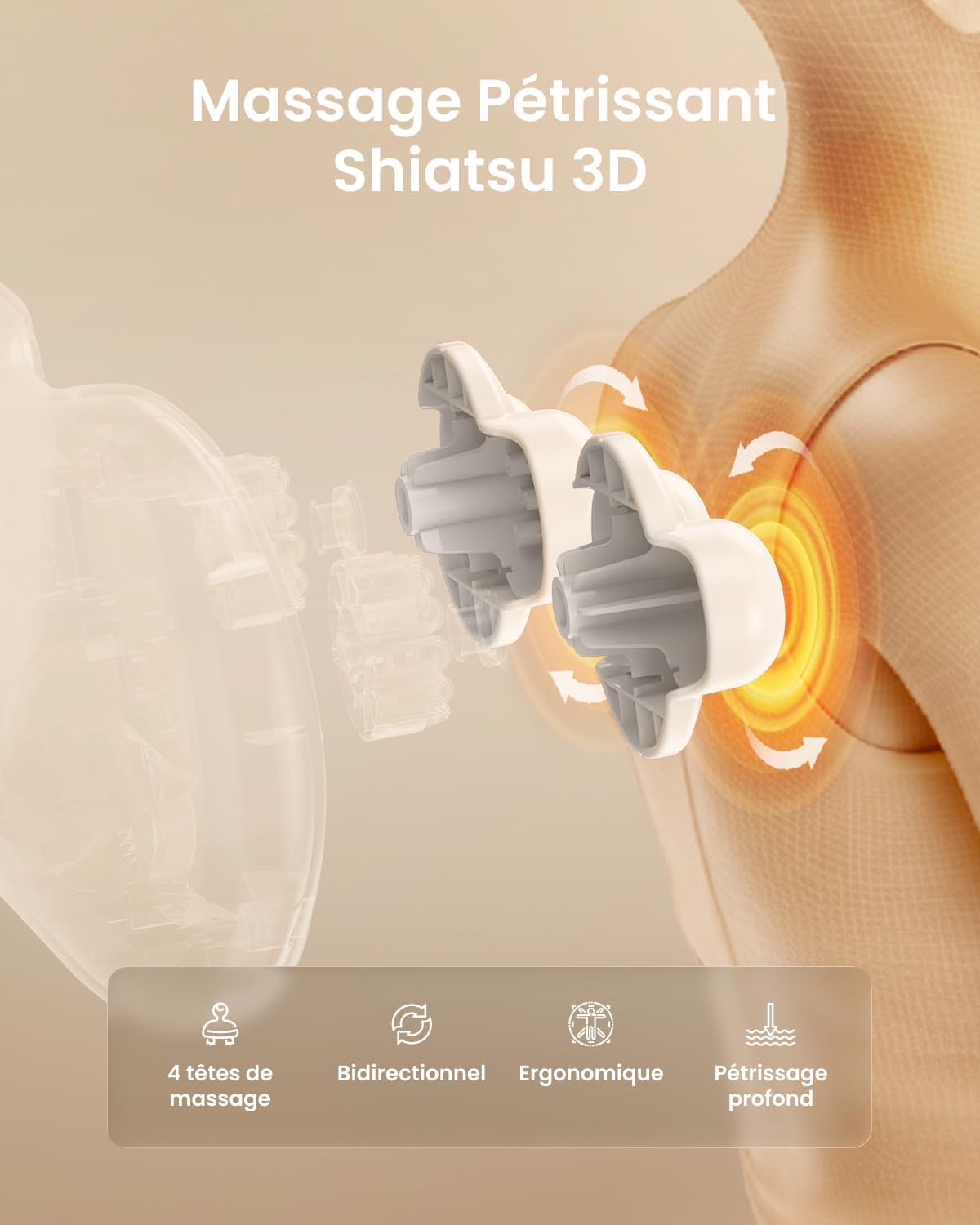 Thumbnail 1 de RENPHO Coussin de massage Shiatsu ultra-mince avec chauffage et 3 vitesses pour le cou et le dos