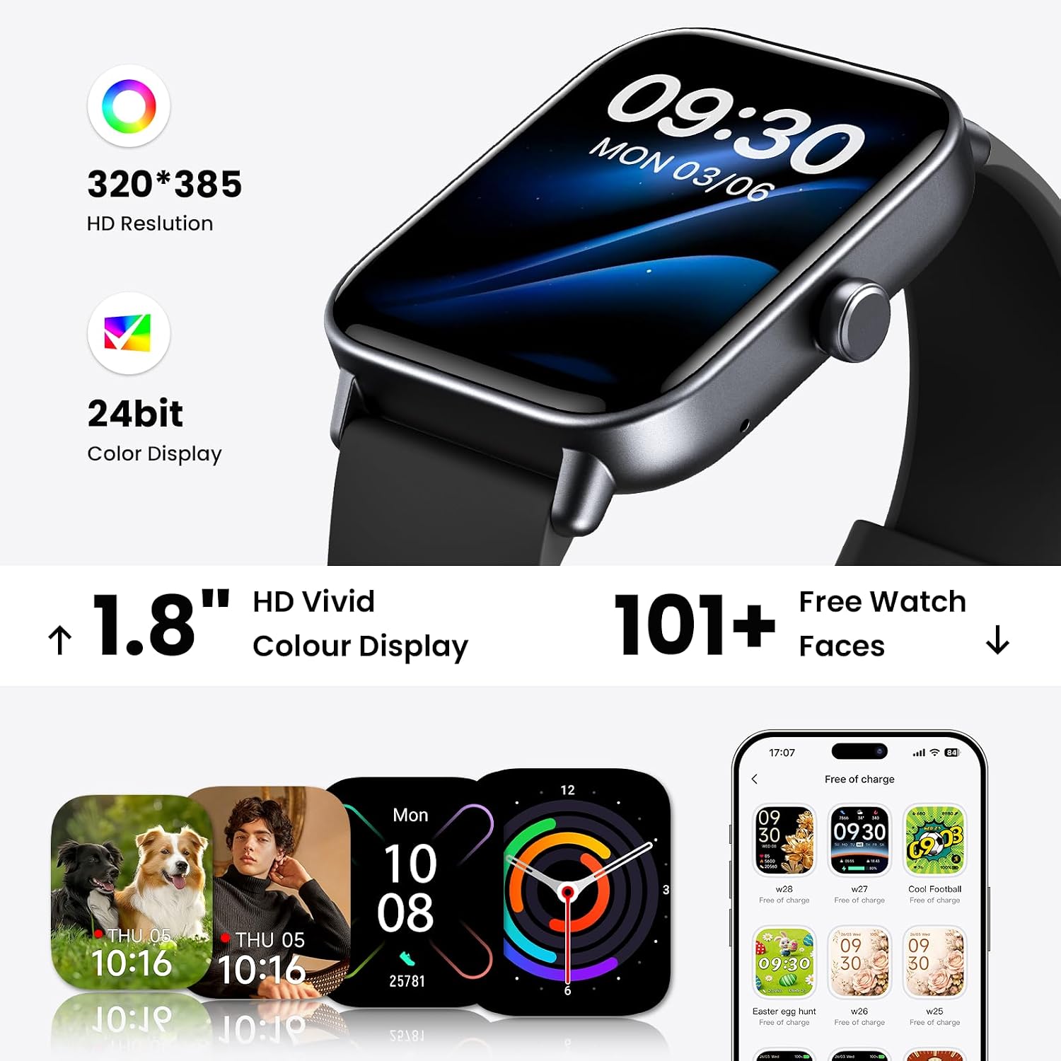 Detalle de Gydom Smart Watch for Men & Women with Bluetooth Calling, Alexa Built-in, 1.8" HD Display