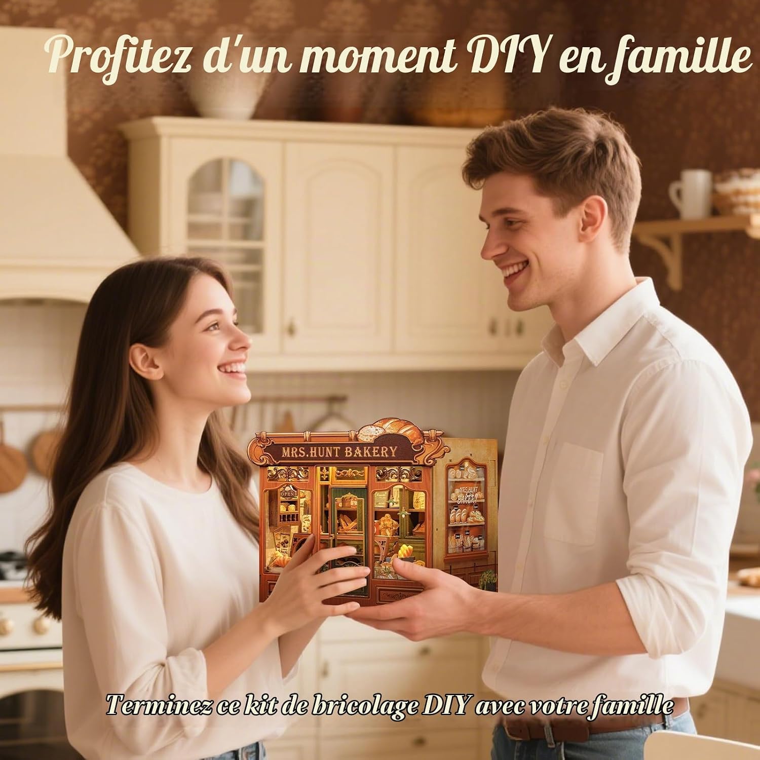 Thumbnail 3 de CUTEBEE Mrs.Hunt Bakery houten book nook DIY-kit met led