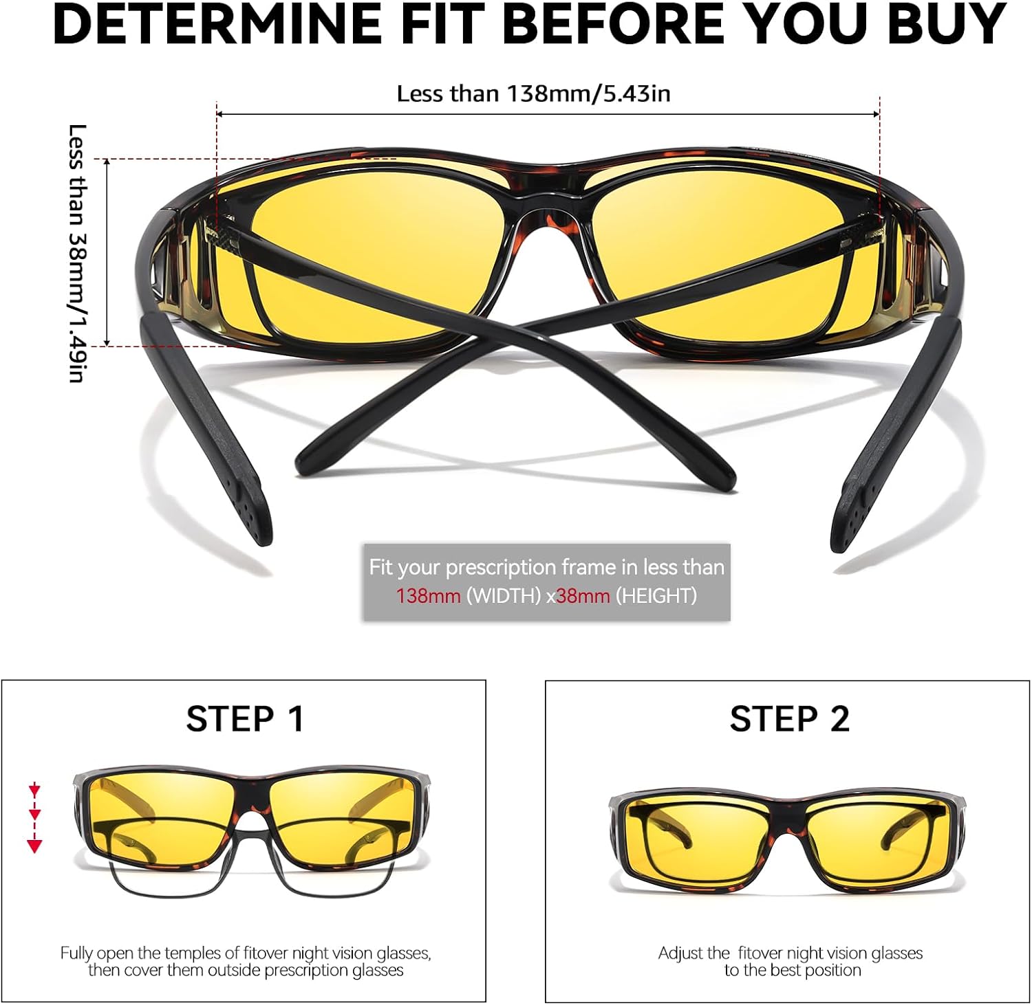 Thumbnail 5 de LVIOE 2er Set Nachtsichtbrille mit gelben TAC-Gläsern (polarisiert) im Fit-Over-Design